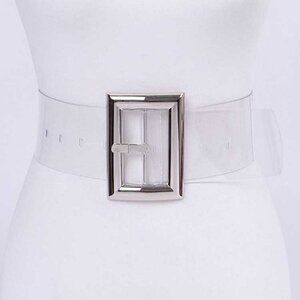 Plus Size Clear Belt - Silver/Clear